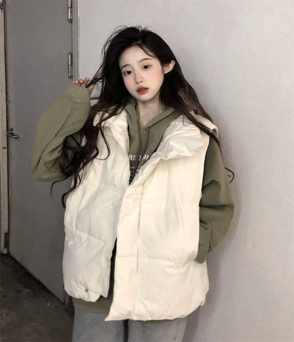 Women's Stand Collar Quilted Vest | Oversized Layering Puffer Gilet For Autumn/Winter | Lightweight Yet Warm_ecoleips.com