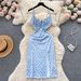 European And American Resort-style Floral Print Strap Beach For Women, French-style Pleated, Tie-waist, High-waisted,_ecoleips.com