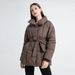 Women's Clothing Warm Stand Collar Belt Cotton Jacket Winter Padded Jacket With Detachable Hood, Warm Quilted Coat For Streetwear & Casual Outfits_ecoleips.com
