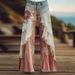 Women's Retro Print High-Waisted Slimming Jeans Faux Denim Style Comfortable Casual Leg Lengthening Effect_ecoleips.com