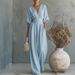 Elegant V-Neck Women's Jumpsuit Waist Cinching Spring/Summer New 2026 European And American Cross Border Style for Amazon_ecoleips.com