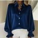 Satin Poplin Shirt With Puff Sleeves – Elegant Turn-Collar Blouse For Work & Evening (S-XXL, Poly-Spandex Blend, Wrinkle-Resistant Office Wear)_ecoleips.com