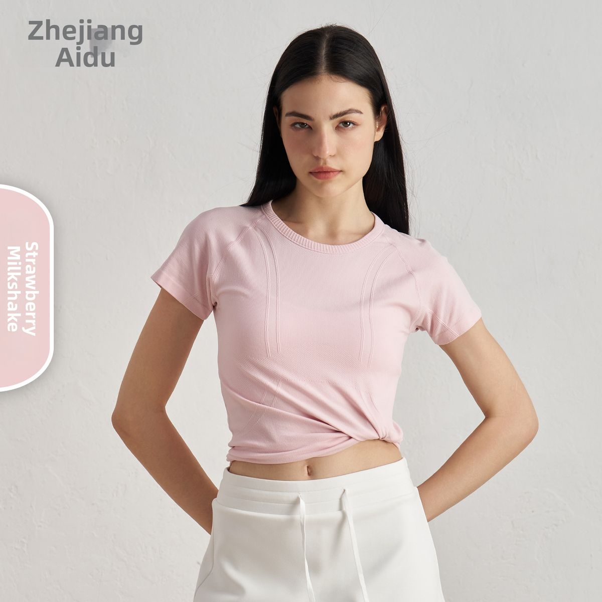 Women's Seamless Yoga T-Shirt Short Sleeve Thin Summer High End Pilates Fitness Training Wear Polyester_ecoleips.com