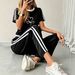 Women's Summer Patchwork Woven Set Casual Comfortable T-Shirt And Trousers Print 6002_ecoleips.com
