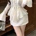 Gentle Style Women's Suit With Ruffled Bell-sleeve Shirt And High-end Summer Slim-fit Sexy Skirt Two-piece Set_ecoleips.com