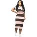 BN368 Women's Fashion Collared Color Block Slim Fit Dress European American Style Spring Summer New Arrival Slit Dress_ecoleips.com