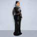 Women's Clothing Fashionable Round Neck Mesh Sequined Long Sleeved Top With High Slit Long Skirt Two Piece Set For Women_ecoleips.com