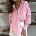 Women's Clothing Striped Shirt Outerwear Women's Design Lazy Long Sleeve Cardigan Breathable Style_ecoleips.com
