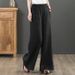 Suitable For All Seasons 2024 Summer Autumn Solid Color Cotton Wide Leg Women Floor-Length Linen Long Pants Plus Size_ecoleips.com