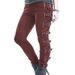 Women's Punk Style Skinny Jeans High Elasticity Side Cross Tie Up Eyelets Studded Clothing For Girls_ecoleips.com