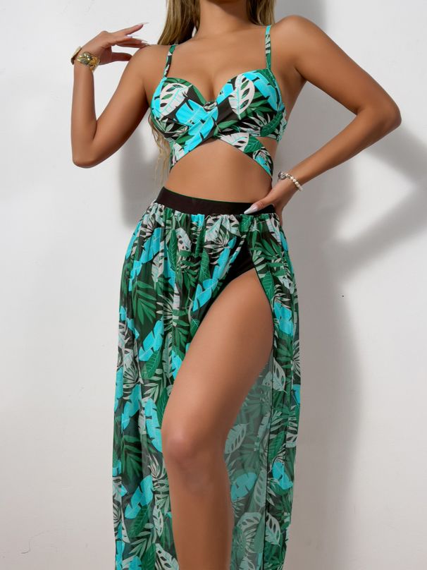 High-Waist Bikini Set With Beach Cover-Up – 3-Piece Swimwear For Women (Wire-Free, Quick-Dry Fabric, S-XL)_ecoleips.com