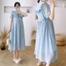 Summer New Korean Fashion Doll Collar Sweet Loose Maternity Dress_ecoleips.com