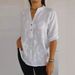 Women's Clothing Ladies Lace Embroidery Button V Neck Shirt_ecoleips.com