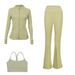 Women’s Flare-Leg Jacket & Y-Back Bra 3-Piece Set – Seamless Gym-to-Street Outfit For Yoga, Running & Lounge_ecoleips.com