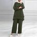H731 Muslim New Women's Clothing Solid Color Double Layer Top Fashion Elegant Loose Wide Leg Pants Set_ecoleips.com