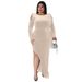 N7711 plus Size Elegant Slim Fit Sexy Dress European American Style New Arrival 2022 Decoration Detail Women's Clothing_ecoleips.com