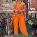 Summer New Women's Chiffon Suit Casual Round Neck Printed Two Piece Independent Station Color Block Design_ecoleips.com