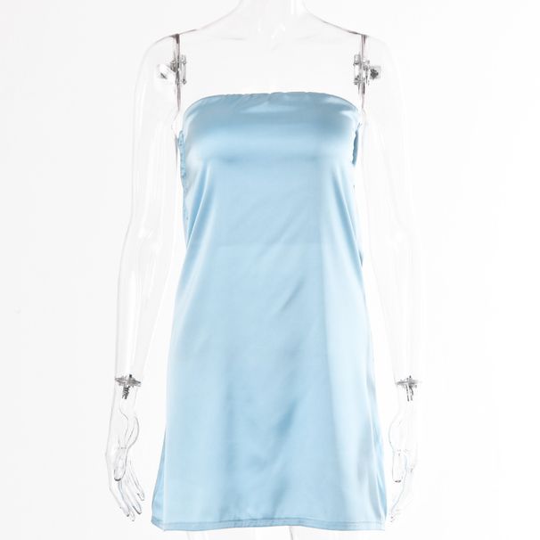 Women Romantic Figure‑Flattering Dress With Off‑Shoulder Strapless Neckline_ecoleips.com
