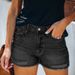 2025s 2025 Plus Color Summer Ripped Denim Shorts For Women With Fringes_ecoleips.com