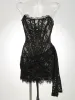 TARUXY Sexy Lace See-through Patchwork Corset Dress Female Bodycon Elegant Party MIrrgualr Mini Dress Women Tube Top Dress New_ecoleips.com