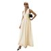 Elegant Deep V-Neck Halter Wrap Back Maxi Dress – Women's Flowy A-Line Evening Gown (S-XL) | Polyester-Spandex Formal Dress With Side Slit_ecoleips.com