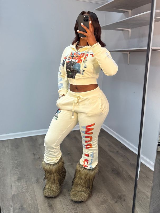 Women's Clothing Women's American Style Sexy Letter Print Hooded Jacket And Trousers Fashion Suit Set Long Sleeve For Formal & Casual_ecoleips.com