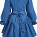 K Women's Long Sleeved Waist Cinching And Slimming Dress Denim Skirt_ecoleips.com