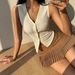 Women's Summer V-Neck Button-Up Sleeveless Vest Top - Slim Fit Cropped Casual Blouse_ecoleips.com