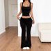 Women's Clothing Spring Autumn Y2K Two Piece Set American Style Solid Color Lace Up Slimming Commuter Casual Pants_ecoleips.com