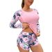 Women's Clothing Spot Surfing Diving Suit Conservative Sunscreen Printed Boxer Long Sleeved Swimsuit Female_ecoleips.com