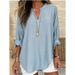 Women's Clothing New V Neck Cotton And Linen Pure Large Size Shirt_ecoleips.com