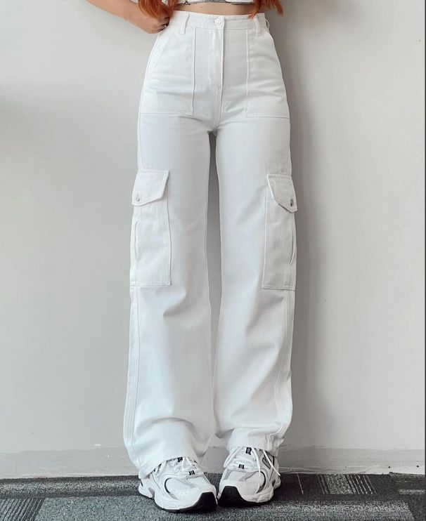 K New Versatile Casual Pants Mid-Waist 3D Pocket Long Trousers High-Waisted Workwear Pants_ecoleips.com