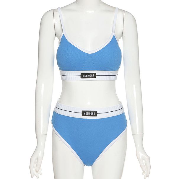 Women's Clothing New Sexy Suspenders Navel Baring Vest Contrast Color Sports Bottoming Shorts Two Piece Set_ecoleips.com