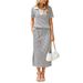 Women's Clothing Summer New Arrival Women's 2-Piece Set Casual Lapel T-Shirt And Slit Skirt_ecoleips.com