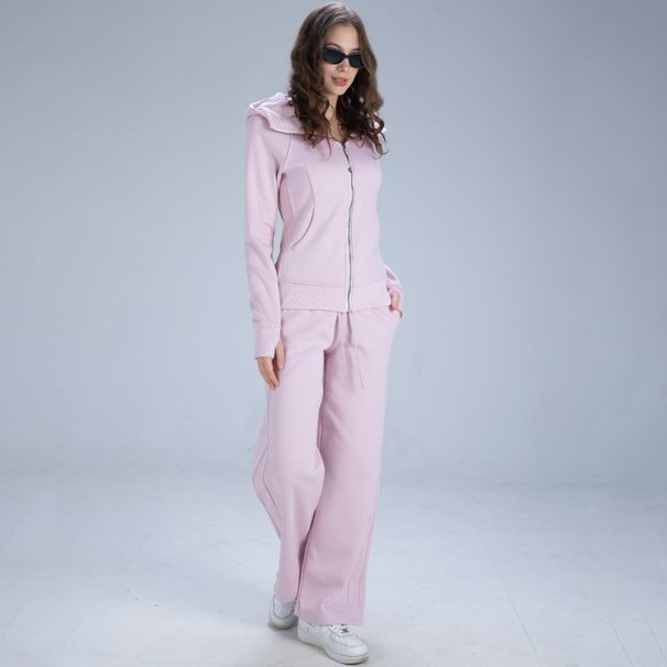 Women's Hooded Yoga Set – Windproof Zippered Long Sleeve Workout Outfit For Running, Gym & Outdoor Sports (Winter/Fall Edition)_ecoleips.com
