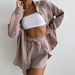 Women's Clothing new arrival lapel loose shirt high waist shorts two piece fashion casual suit_ecoleips.com