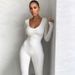 Women's Slimming High-Waisted Jumpsuit Long Sleeve Solid Color Bodysuit Tummy Control Butt Lifting Stretchy One-Piece Pants For Casual Workout_ecoleips.com