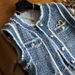 Women's clothing products niche and fashionable exquisite small X style edge cotton 0 quality denim vest jacket_ecoleips.com