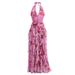 Women's Clothing Summer Sleeveless Halter Neck Floral Sexy Lotus Leaf Skirt Sweet_ecoleips.com