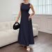 Summer 2026 Women's Sleeveless Pleated Long Dress Elegant Fashionable Casual Thin Material Cross Border Europe & America_ecoleips.com