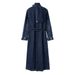 Women's Autumn Long Denim Trench Coat With Belt – Outerwear Trench Oversized Jacket, Casual & Office Wear_ecoleips.com
