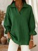 Women's Spring And Autumn New Solid Color Casual Loose Fashion Lapel Long Sleeve Top_ecoleips.com