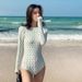 Women’s Clothing Korean New Fairy Style One Piece Hot Spring Swimsuit For Women Covering Belly, Slimming, Conservative, Long Sleeved, Sexy, Backless_ecoleips.com