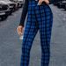 Women's Clothing High Waisted Plaid Leggings For Women Casual Stretch Skinny Jeans Pencil Pants Outerwear Popular_ecoleips.com