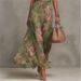 Women's Green Floral Print Halter Maxi Dress Sleeveless High Neck Ruched Waist Chiffon Flowy Evening Party Dress_ecoleips.com