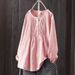 Women's Clothing Literary Solid Color Shirt Women's Round Neck Pullover Loose Top Cotton Linen Blend Large_ecoleips.com