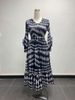 Spring New Women's Plus Size Slim Fit V Neck Printed Pleated Casual Dress European American Fashion 2026_ecoleips.com
