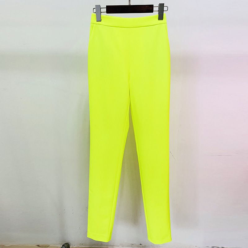 Women's Clothing In Stock New Fashion Personality Silhouette Shrug Double Breasted Mid Length Suit Jacket Fluorescent Yellow_ecoleips.com
