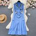 French Robe for Women Polo Collar Embroidered Long Skirt Slim Knitted Dress Elegant Temperament Cross Border Foreign Trade_ecoleips.com