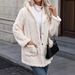 Women’s Oversized Hooded Cardigan – Thick Plush Button-Up Long Sleeve Coat In Beige & Custom Colors, Streetwear Cozy Winter Outerwear_ecoleips.com